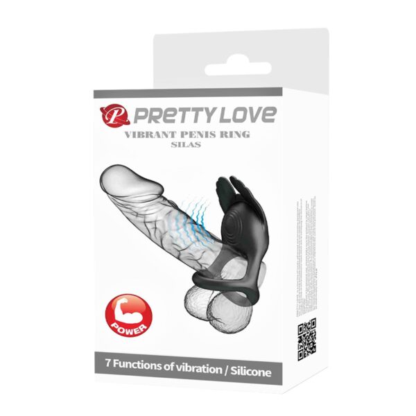 PRETTY LOVE   VIBRANT PENIS RING SILAS Black, 7 vibration functions - obrazek 11