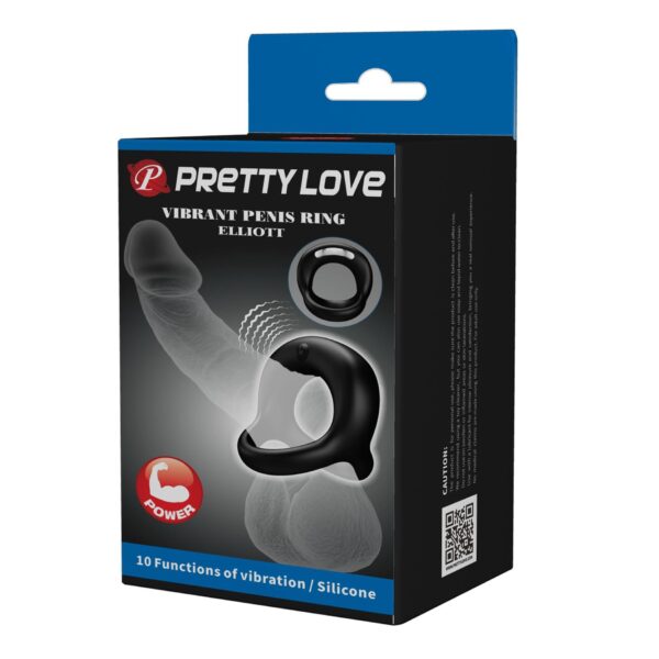 PRETTY LOVE   VIBRANT PENIS RING ELLIOTT Black, 10 vibration functions - obrazek 11