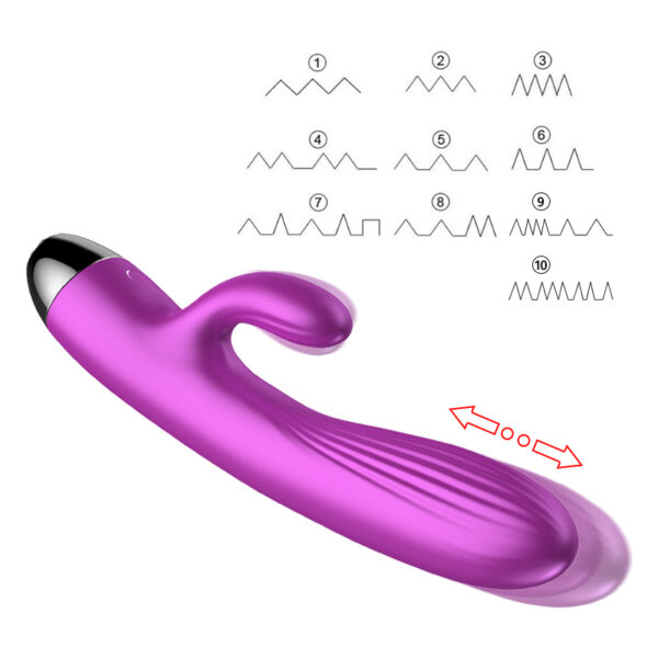 Wibrator Silicone Vibrator and Pulsator Purple USB 7+7 Function / Heating - obrazek 12