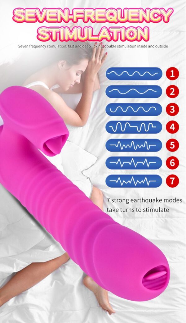 Wibrator Silicone Vibrator USB 7 Function and Thrusting Function / Heating, purple - obrazek 12