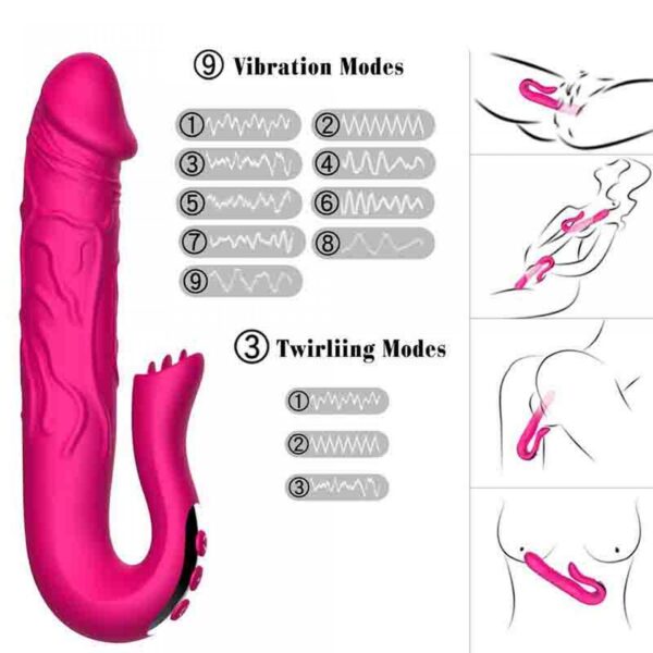Realistic Tongue Stimulating Dildo Vibrator - obrazek 12