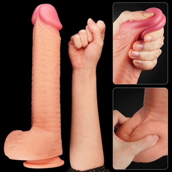 12 Dual Layered Platinum Silicone Cock - obrazek 12