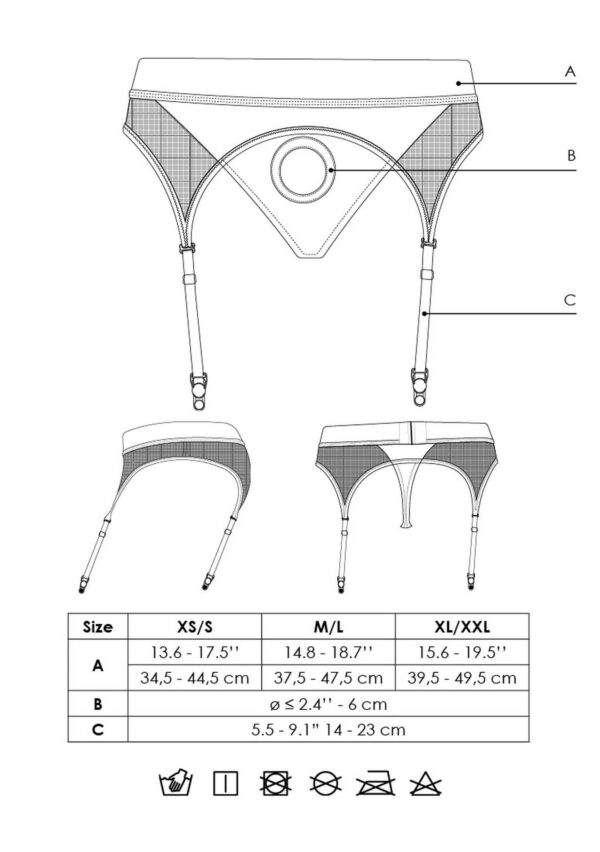 Vibrating Strap on Thong with Adjustable Garters   M/L - obrazek 12
