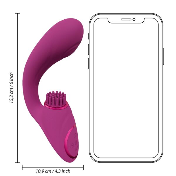 Gen   Rechargeable Triple Action G Spot Vibrator with Pulse Wave  and Vibrating Bristles   Pink - obrazek 12