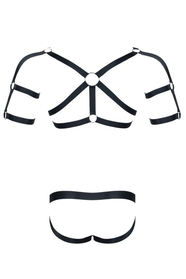 męski komplet z gumy: t shirt z ozdobami z tyłu i przodu, figi z otwartym tyłem L/XL - obrazek 12
