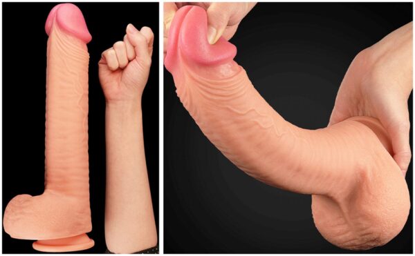 12 Dual Layered Platinum Silicone Cock - obrazek 13
