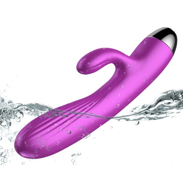 Wibrator Silicone Vibrator and Pulsator Purple USB 7+7 Function / Heating - obrazek 13