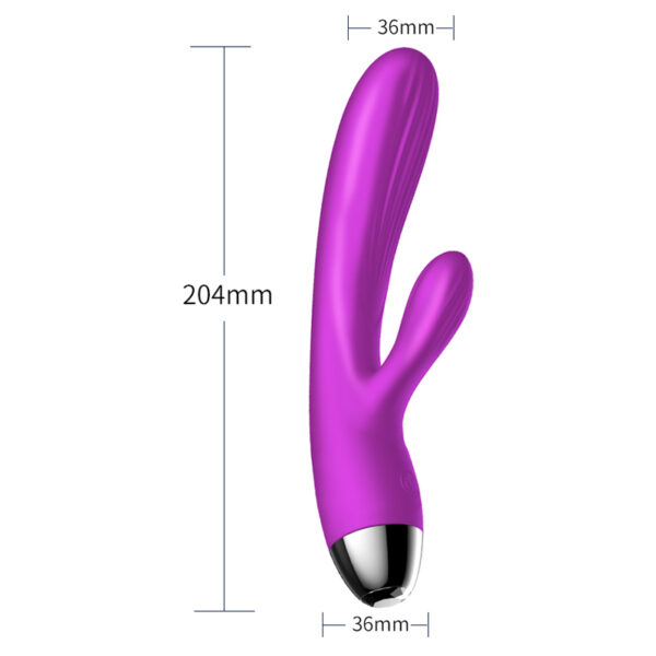 Wibrator Silicone Vibrator and Pulsator Purple USB 7+7 Function / Heating - obrazek 15