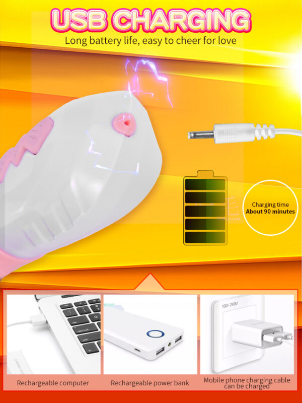 Wibrator Silicone Vibrator USB 7 Function and Thrusting Function / Heating, pink - obrazek 16