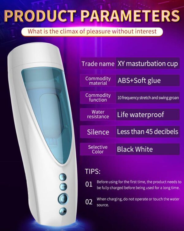 Masturbator Vibrating, Rotating and Flashing Masturbation USB 10+10 Function / Talk Mode - obrazek 17