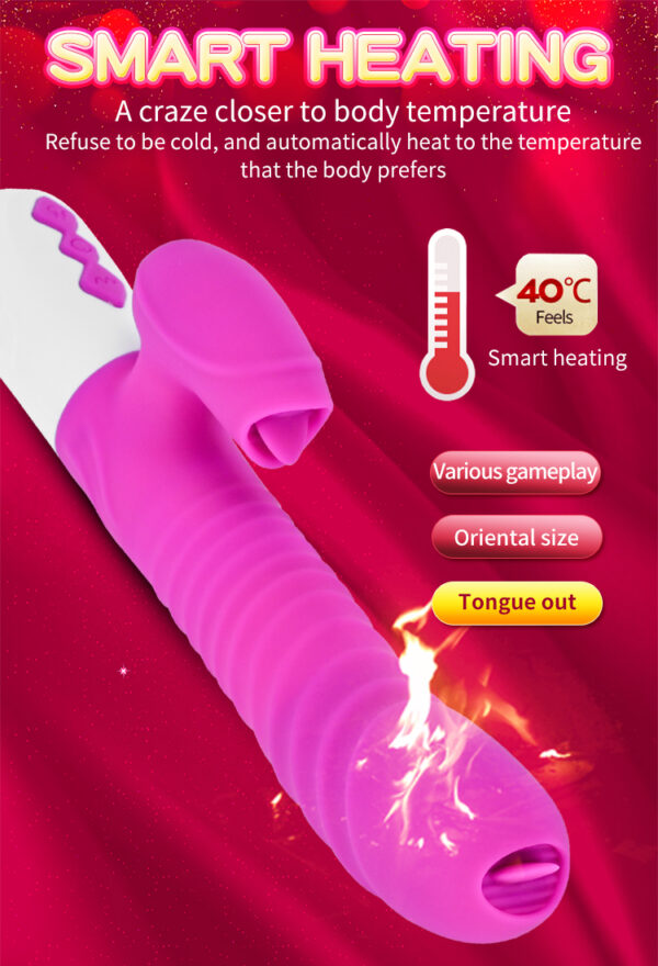 Wibrator Silicone Vibrator USB 7 Function and Thrusting Function / Heating, pink - obrazek 18