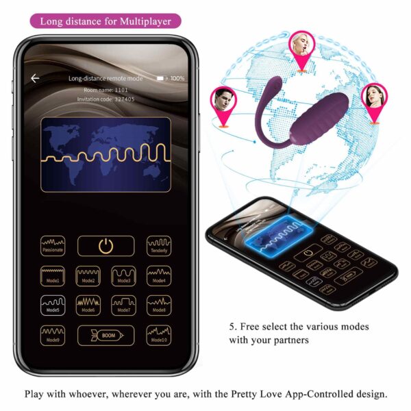 PRETTY LOVE   CASPER Purple 12 vibration functions Mobile APP remote control - obrazek 18