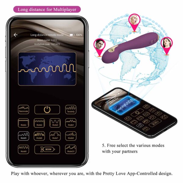 PRETTY LOVE   HECTOR, 12 vibration functions 5 electric shock functions Mobile APP remote control - obrazek 19