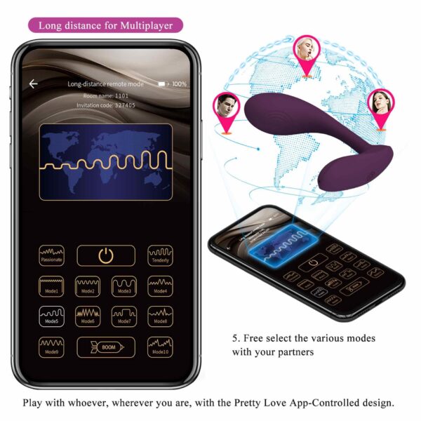 PRETTY LOVE   Baird Purple, 12 vibration functions Mobile APP Long distance Control - obrazek 19