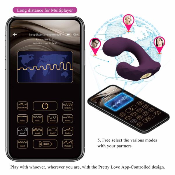 PRETTY LOVE   Billy Purple, 12 vibration functions Mobile APP remote control - obrazek 19