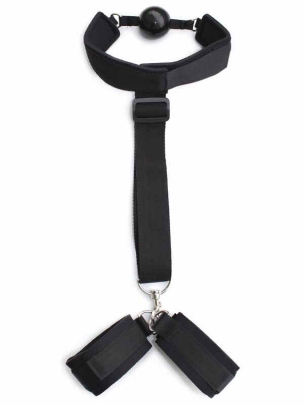 Mouth Gag Ball With Hand Cuffs - obrazek 2
