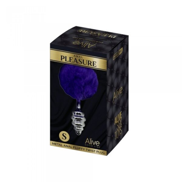 Plug Metal Anal Fluffly Twist Plug S Dark Purple - obrazek 2