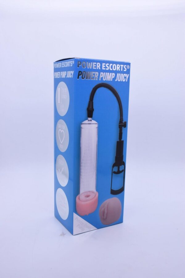 Power Escorts –Power Pump Juicy – Penis Pump – With Improved Exchangeable Pussy – Black/Transparant - obrazek 2