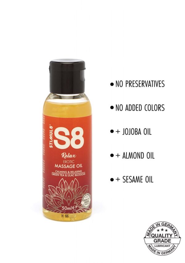 S8 Massage Oil 50ml Green Tea & Lilac Blossom - obrazek 2