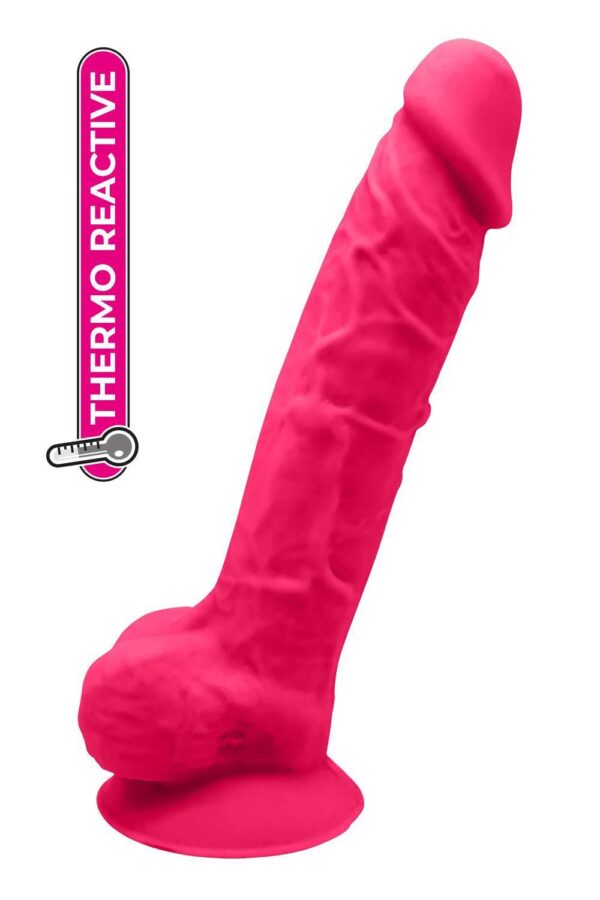 REAL LOVE DILDO WITH BALLS 7INCH FUCHSIA - obrazek 2