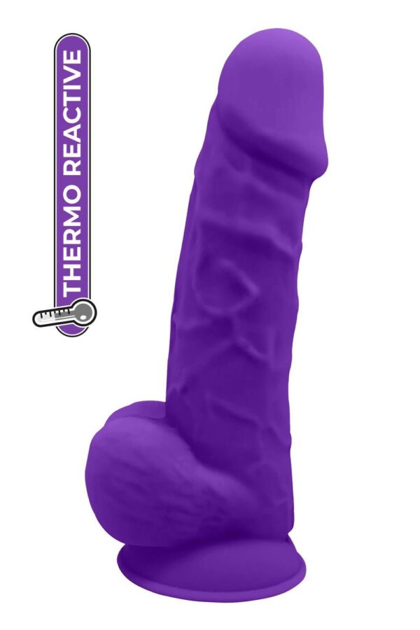 REAL LOVE DILDO WITH BALLS 8.5INCH PURPLE - obrazek 2