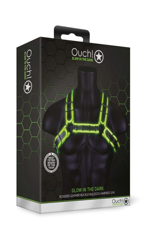 Buckle Bulldog Harness   GitD   Neon Green/Black   S/M - obrazek 2