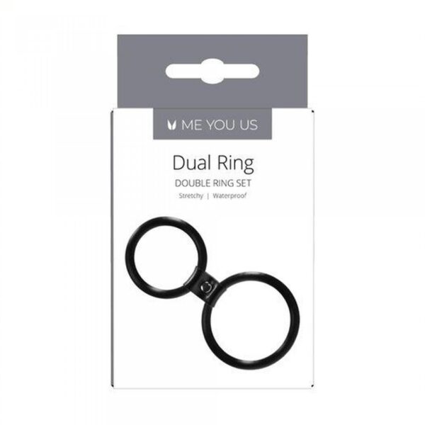 Pierścień  Me You Us Dual Ring Cock Ring Black - obrazek 2