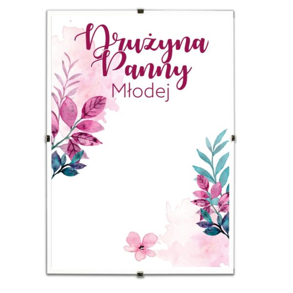 Pamiątkowy biały plakat Buziaki na pożegnanie Panny Młodej w antyramie. - obrazek 2