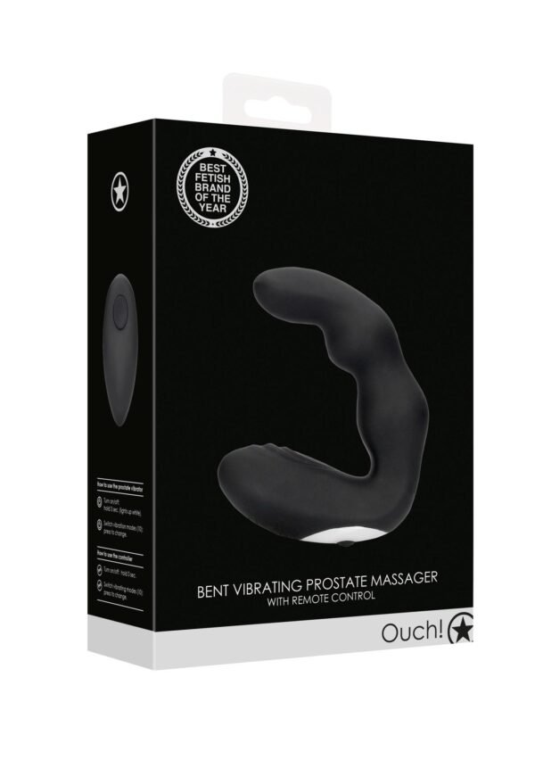 Bent Vibrating Prostate Massager with Remote Control   Black - obrazek 2