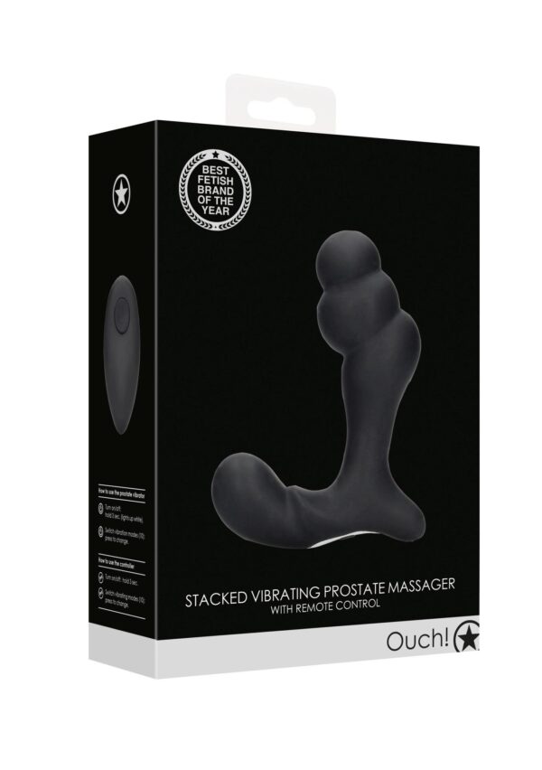 Stacked Vibrating Prostate Massager with Remote Control   Black - obrazek 2