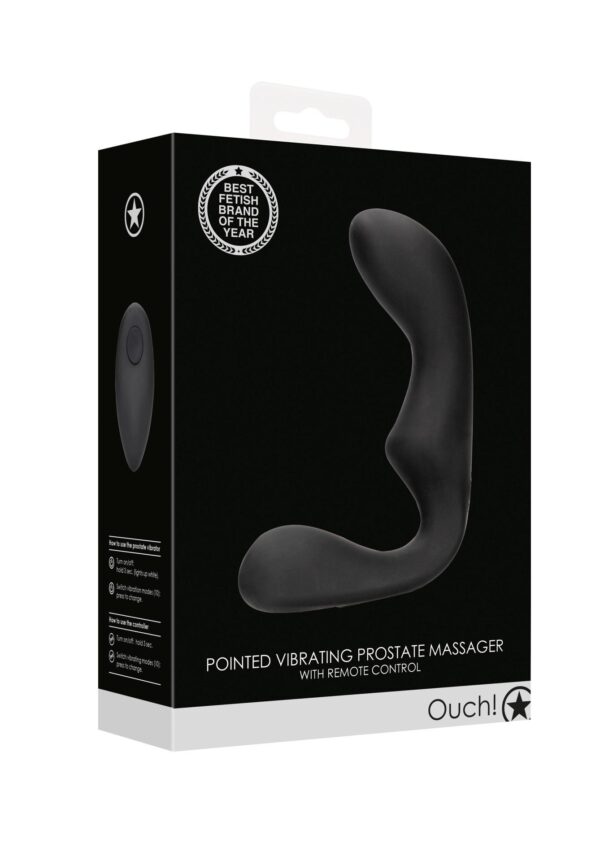 Pointed Vibrating Prostate Massager with Remote Control   Black - obrazek 2