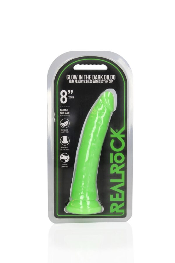 Slim Realistic Dildo with Suction Cup   Glow in the Dark   8 / 20 cm - obrazek 2