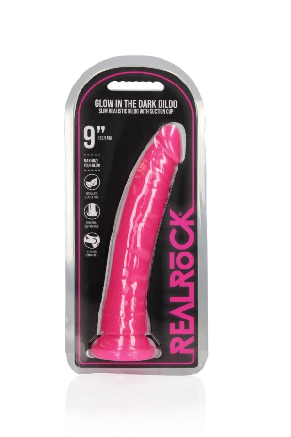 Slim Realistic Dildo with Suction Cup   Glow in the Dark   9 / 22,5 cm - obrazek 2
