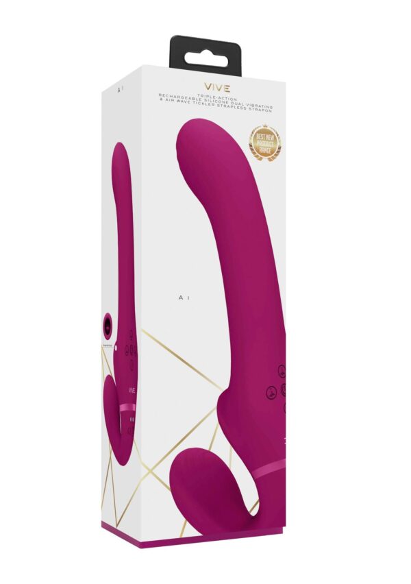 Ai   Dual Vibrating & Air Wave Tickler Strapless Strapon - obrazek 2