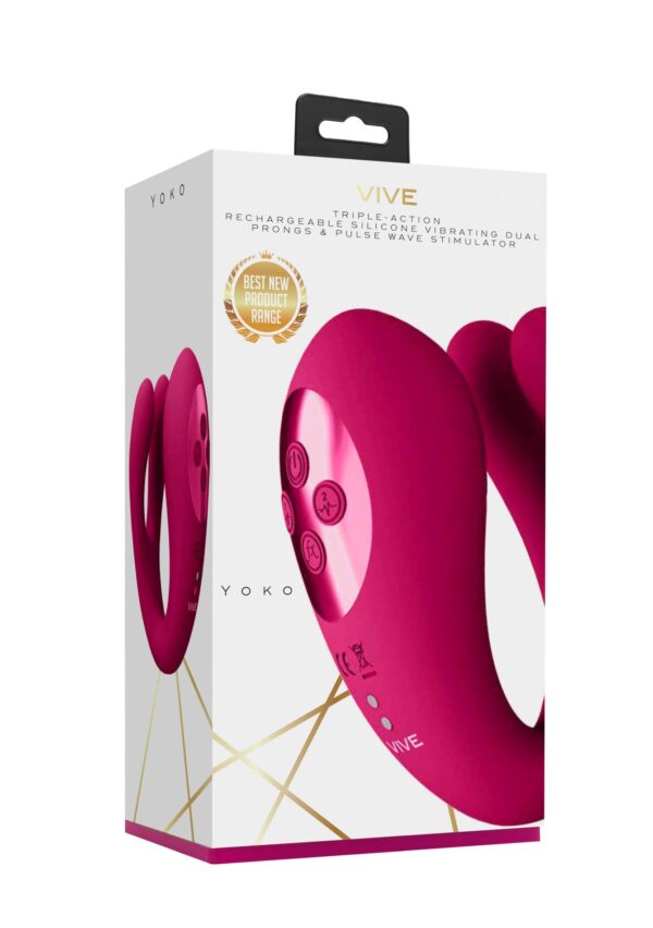 Yoko   Triple Action Vibrator Dual Prongs with Clitoral Pulse Wave - obrazek 2
