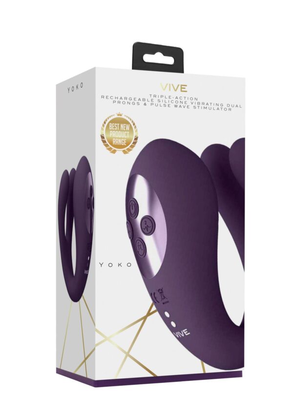Yoko   Triple Action Vibrator Dual Prongs with Clitoral Pulse Wave - obrazek 2