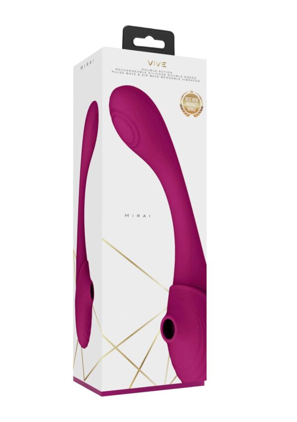 Mirai   Double Ended Pulse Wave & Air Wave Bendable Vibrator - obrazek 2