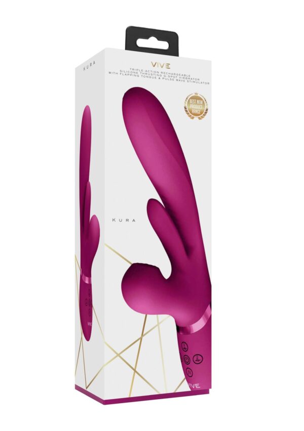 Kura   Thrusting G Spot Vibrator with Flapping Tongue and Pulse Wave Stimulator - obrazek 2