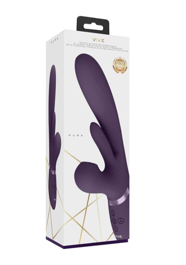 Kura   Thrusting G Spot Vibrator with Flapping Tongue and Pulse Wave Stimulator - obrazek 2