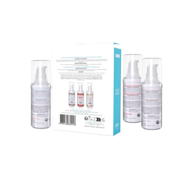 LETS TRAVEL! Warming gourmet massage  oils (Strawberry, Hot Vanilla, Coconut) 3 x 30ml - obrazek 2