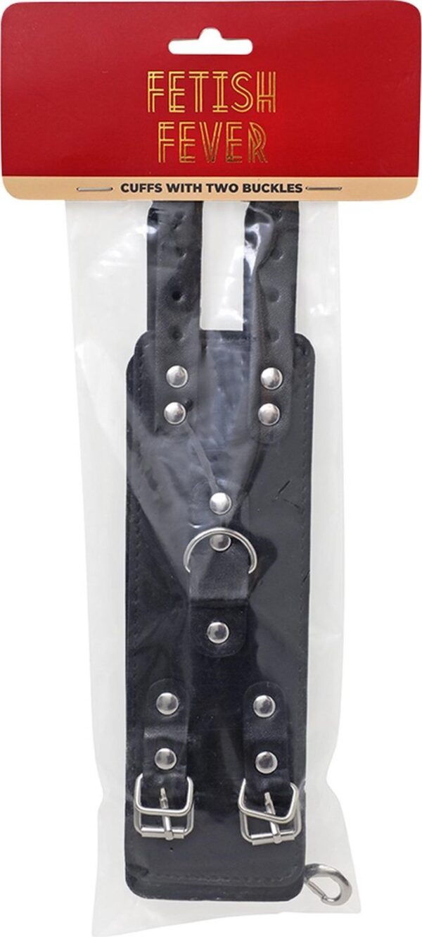 Fetish Fever   Cuffs with two buckles   Black - obrazek 2