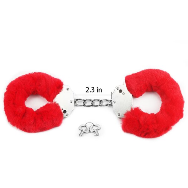 Fetish Pleasure Fluffy Handcuffs Red - obrazek 2