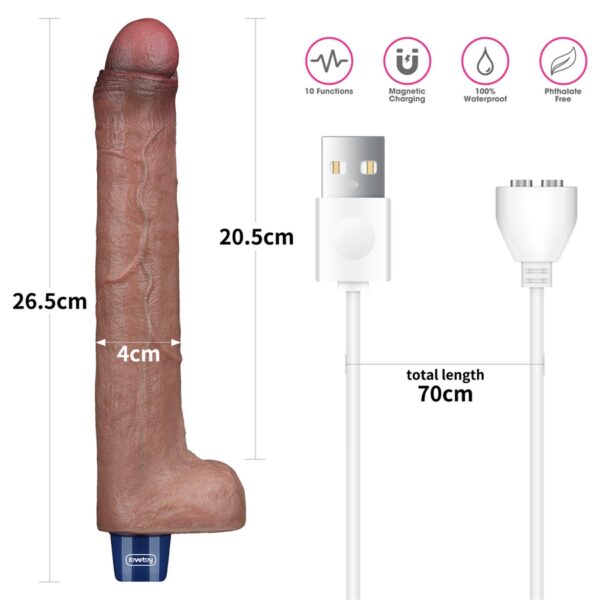 10.5 REAL SOFTEE Rechargeable Silicone Vibrating Dildo - obrazek 2