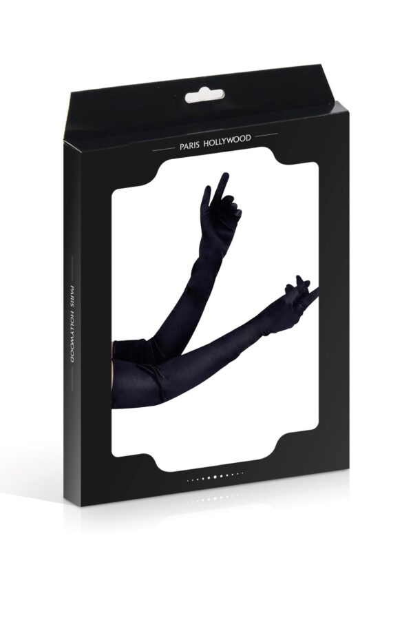LONG BLACK SATIN GLOVES TU (Size: TU) - obrazek 2