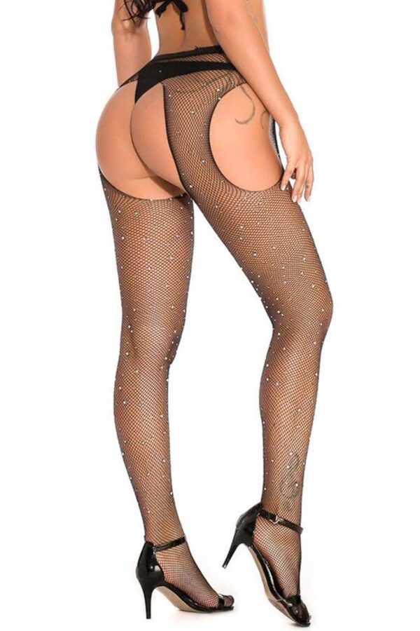 BLACK STRASS OPEN TIGHTS TU (Size: TU) - obrazek 2