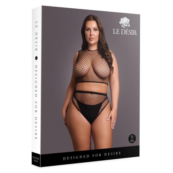 2 piece with crop top, pantie and fishnet structure. - obrazek 2