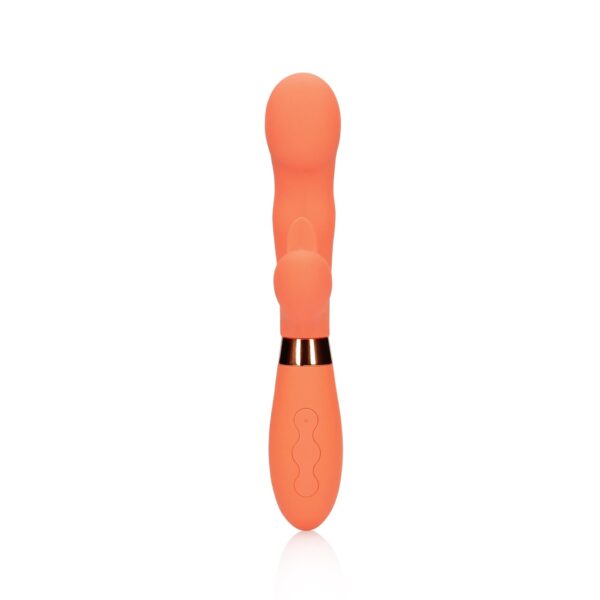 Silicone Rabbit Vibrator with Ribbed Clitoral Stimulator - obrazek 2