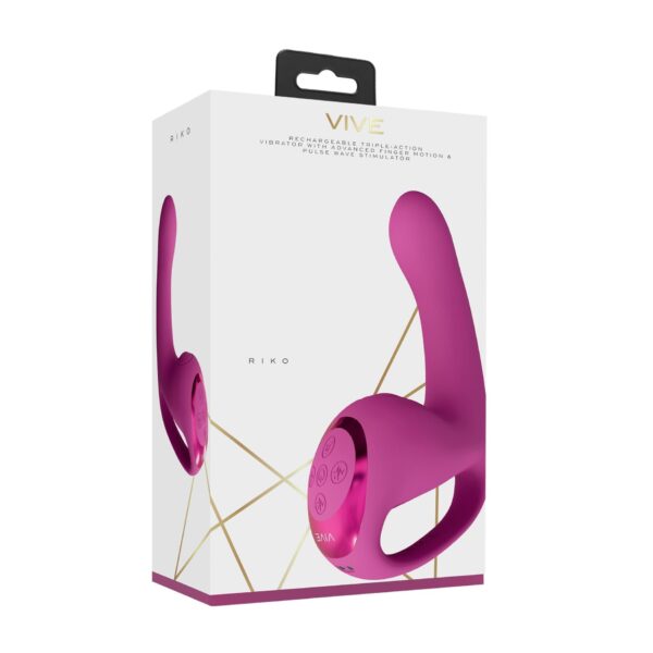Riko   Rechargeable Triple Action Thumper with Advanced Finger Motion & Pulse Wave Stimulator   Pink - obrazek 2