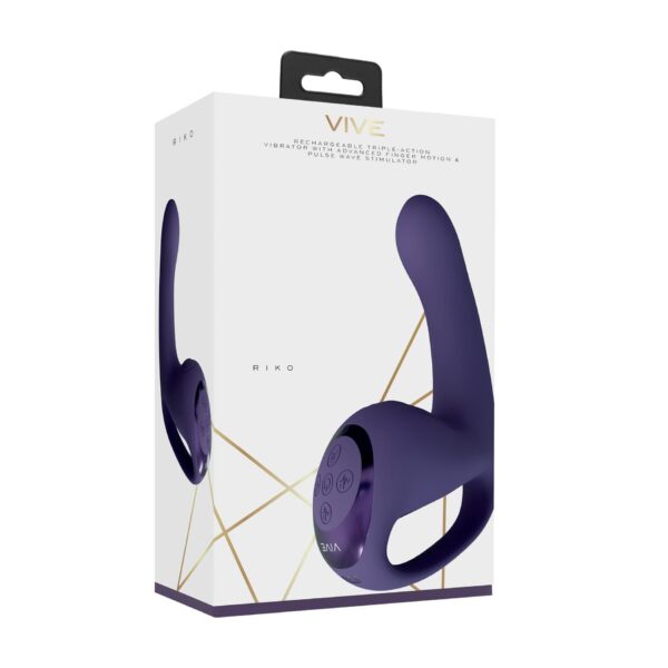 Riko   Rechargeable Triple Action Vibrator with Advanced Finger Motion & Pulse Wave Stimulator – Purple - obrazek 2