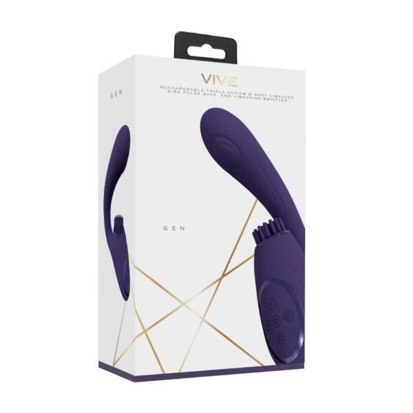 Gen   Rechargeable Triple Action G Spot Vibrator with Pulse Wave  and Vibrating Bristles   Purple - obrazek 2
